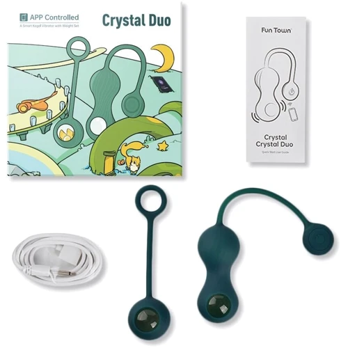 Набор вагинальных шариков Fun Town Crystal Duo, с прозрачными стеклянными шарами
