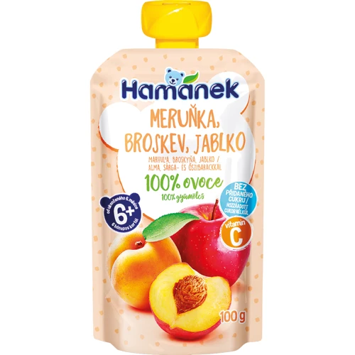 Пюре Hamanek яблоко с абрикосом и персиком 100 г (1215912)