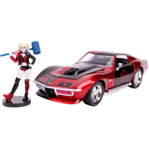 Машина металлическая Jada Chevrolet Corvette Stingray (1969) + фигурка Харли Квинн Красная1:24 (253255019)