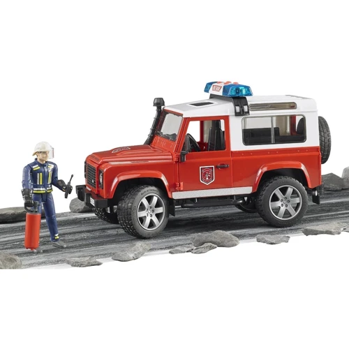 Пожарный джип Land Rover Defender с фигуркой пожарника, 1:16, Bruder (02596)