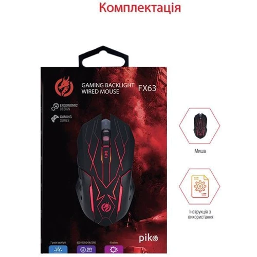 Мышь Piko FX63 Black (1283126489525): Тип сенсора оптический