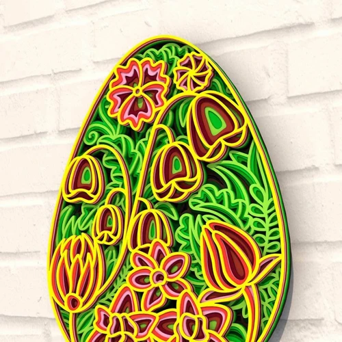 Дерев'яна картина-розмальовка Wortex Woods Квіткове пасхальне яйце 2 30x40 (3DP30017)