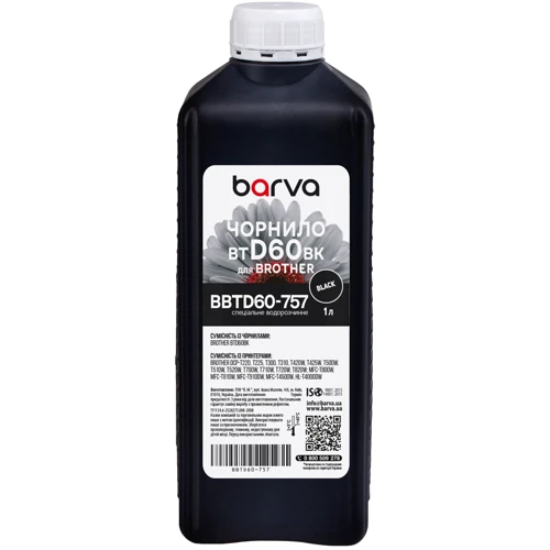 Чернила Barva Brother BTD60BK 1л (BBTD60-757)