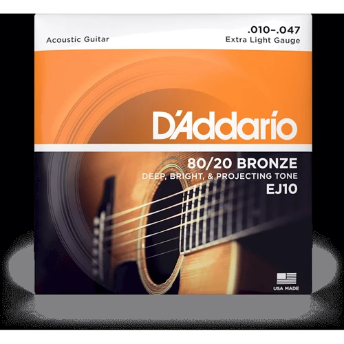 Струна для гитар Струны D'ADDARIO EJ10 80/20 BRONZE EXTRA LIGHT (10-47)