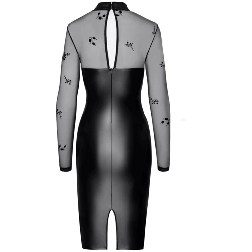 Платье Noir Handmade F310 Sublime wetlook and flocked mesh midi dress Вlack, 3XL