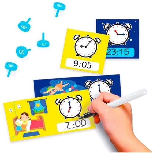 Навчальний ігровий набір серії "Play Montessori" - ПЕРШІ ГОДИННИКИ (стрілки, 24 фішки, картки)