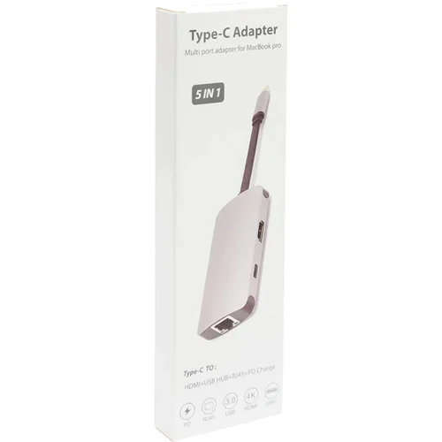 Адаптер PowerPlant Adapter USB-C to HDMI+USB3.0+USB-C+RJ45 (CA911691): Інтерфейс підключення USB-C