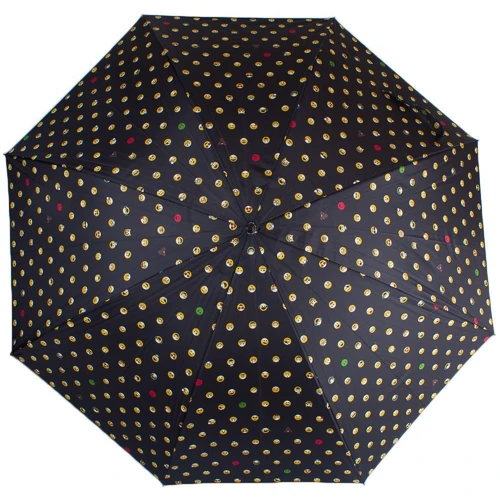 Зонт-трость женский полуавтомат HAPPY RAIN черный в горошек (U41086-1)