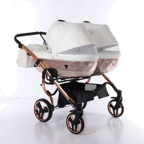 Универсальная коляска для двойни 2 в 1 Junama Mirror Satin Duo 05, белый с бронзовым (J-MS-DUO-05) фото 8