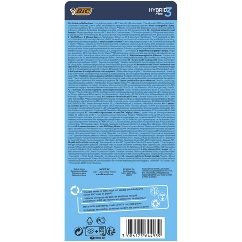 BIC 3 Flex Станок для бритья мужской с 4 сменными картриджами: Вид Бритвенные станки