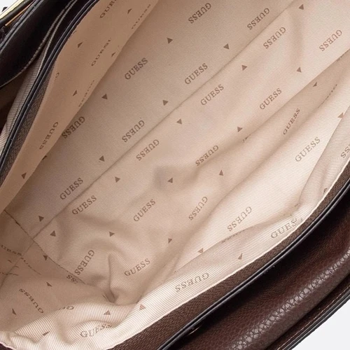 Женская сумка тоут GUESS ENISA HIGH SOCIETY SATCHEL шоколадная (HWVB8421060-CHO): Тип ручки Короткая ручка, С двумя ручками, Плечевой ремень, Со съемным ремнем