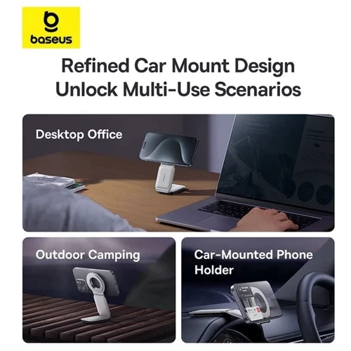 Тримач Baseus Car Holder Magnetic C02 Mega White (C40169002213-00) для Apple iPhone 16 I 15 I 14 I 13 I 12 series: Особливості автодержатель, MagSafe
