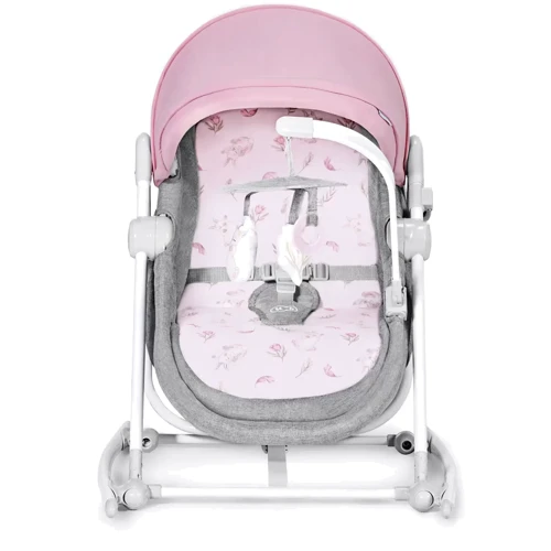Шезлонг-гойдалка 5 в 1 Kinderkraft Nola Peony Rose (KBNOLA00PNK0000): Додаткові зручності дуга с игрушками, Изменение наклона, москитная сетка, Ремни безопасности, Система складывания, Съемн