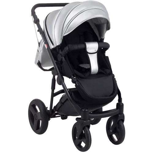 Коляска 2 в 1 Bair Crystal 100% кожа BC-31 серебро перламутр — черный (624452): Материал колес полиуретан