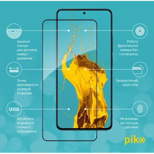 Piko Tempered Glass Full Glue Black для Xiaomi Poco X6 Pro: Колір черный