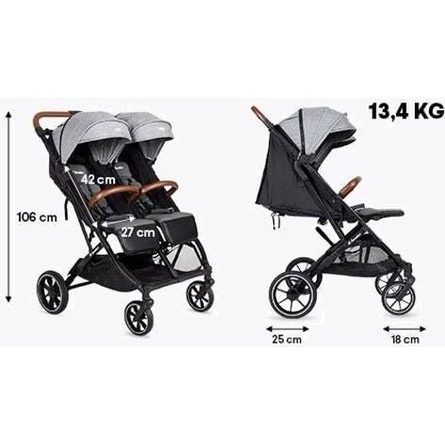 Прогулочная коляска для двойни X-Lander X-Double Grey (5907651638185) фото 9