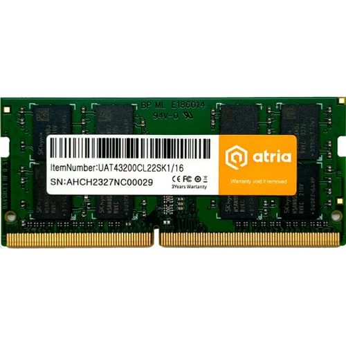 ATRIA 16 GB SO-DIMM DDR4 3200 MHz (UAT43200CL22SK1/16)