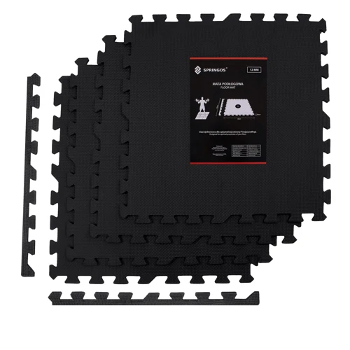 Springos Mat Puzzle EVA пазл 120 x 120 x 1.2 см чорний (FM0002)