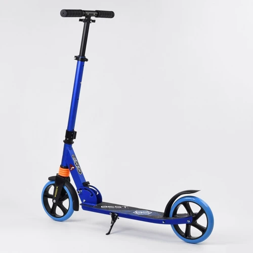Самокат двухколесный Best Scooter с PU колесами и 1 передний амортизатором Blue (99651): Материал колес полиуретан