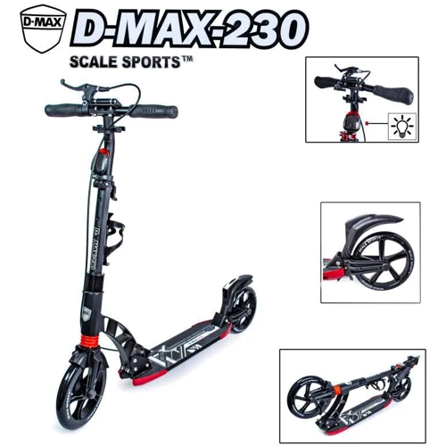 Двухколесный самокат Scale Sports. D-Max -230. Black. Ручной тормоз!: Максимальная допустимая нагрузка, кг 115 кг