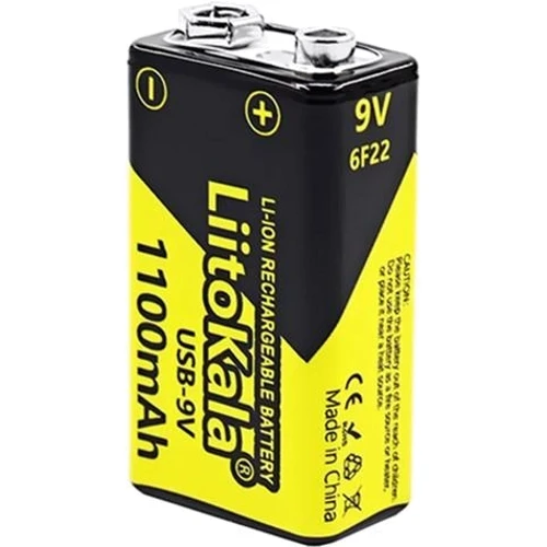 LiitoKala USB-9V (6F22) Li-Ion 1100mA 9V