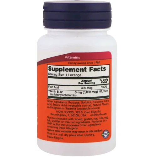 Now Foods Methyl B-12 5000 mcg Витамин В12 60 леденцов: Тип Витамин B