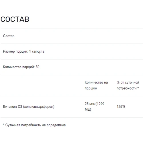 Carlson Labs Vitamin D3, 1000 IU, 60 Soft Gels (CAR-14500): Форма випуску капсули