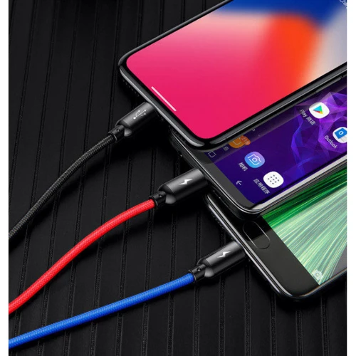 Кабель Baseus USB Cable to Lightning/microUSB/USB-C Three Primary Colors 1.2m Black (CAMLT-BSY01) фото 3