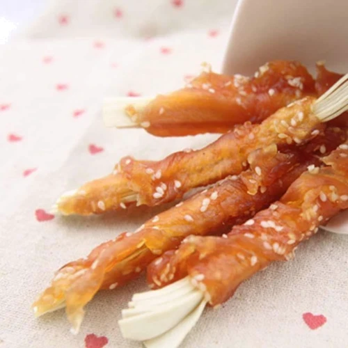 Лакомство для собак Селянські смаколики Ломтики с курицей, треской и кунжутом 12 см 500 г (LSC-36)
