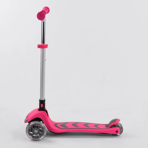Самокат триколісний Best Scooter складаний алюмінієвий кермо, 4 колеса PU зі світлом Pink (102317): Кількість коліс 4