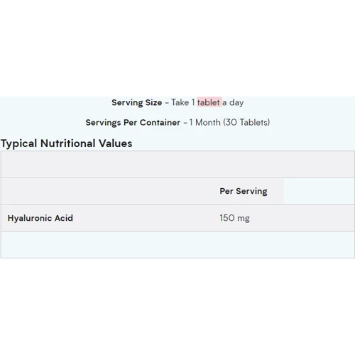 Myprotein Hyaluronic Acid Гиалуроновая кислота 30 таблеток: Тип Гиалуроновая кислота