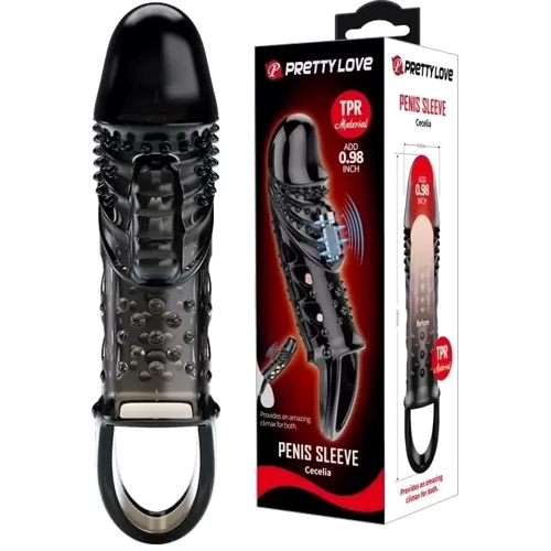Удлиняющая насадка с вибростимуляцией BAILE PRETTY LOVE - PENIS SLEEVE Cecelia, BI-026242-1