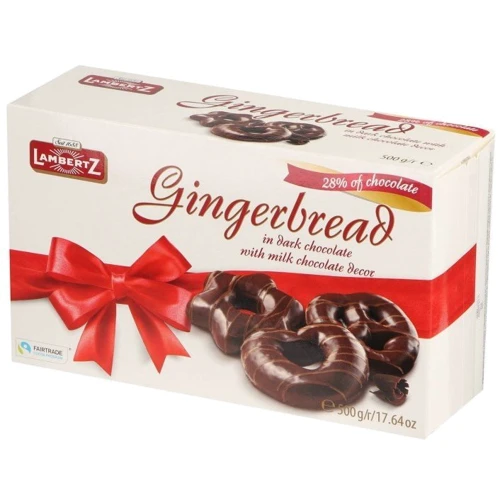 Пряники Lambertz in dark chocolate with milk chocolate decor, 500 г (WT4529)