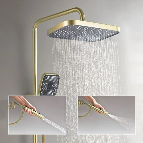 Душевая система Lefton Thermostatic Shower System with 5 Water Modes and Temperature Display Screen-SST2206 Brushed Gold фото 9