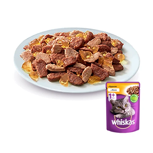 Вологий корм Whiskas для котів з куркою в желе 24х100 г (4770608239725): Основні інгредієнти Курица