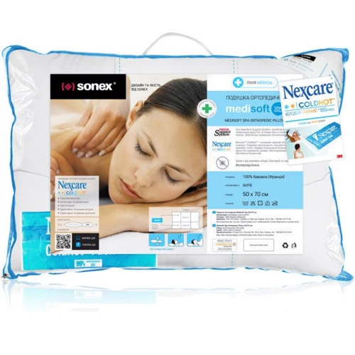 Подушка Sonex Medisoft Spa 50х70 см біла + гелевий компрес Nexcare (SO102056): Матеріал чохла хлопок