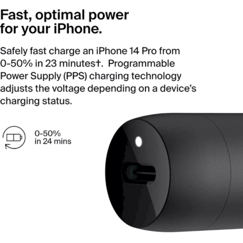 Зарядное устройство Belkin Car Charger USB-C 30W Black with USB-C Cable (CCA004BT1MBK-B6): Количество USB-портов 1