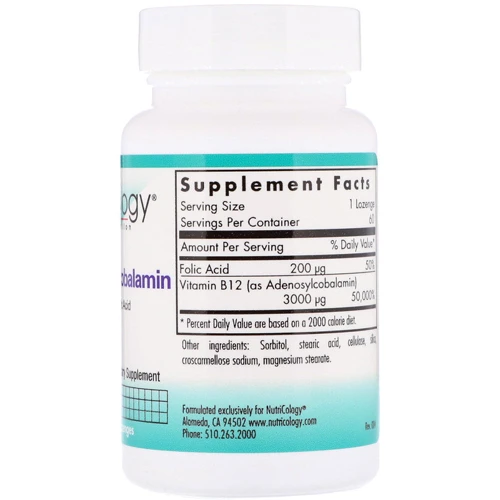 Nutricology B12 Adenosylcobalamin 60 Lozenges (ARG-56570): Тип Витамин B