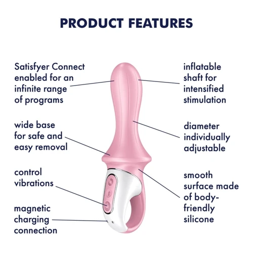 Анальный вибратор с функцией надувания Satisfyer Air Pump Booty 5+ Inflatable Anal Vibrator Pink