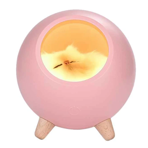 Ночник Спящий кот в домике с сенсорной кнопкой UFT SCH01 Pink