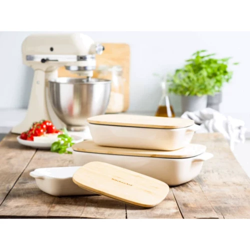 Форма для запекания с крышкой KitchenAid,8.8х24.8х40.4 см, кремовый (CC006109-001): Крышка Есть