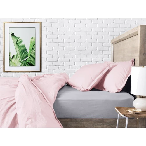 Комплект постільної білизни Cosas Ranfors Rose Grey підлітковий на гумці 155х215 см (Ranfors_Rose_El140_Grey_155)