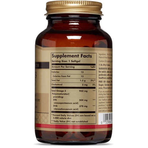 Solgar Omega-3 EPA & DHA, Triple Strength, 950 mg, 100 Softgels Омега-3 ЕПК і докозагексановая кислота: Тип Омега 3