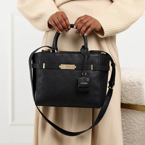 Женская сумка тоут Guess Bea Society Satchel черная (HWVS8132060-BLA): Материал Искусственная кожа