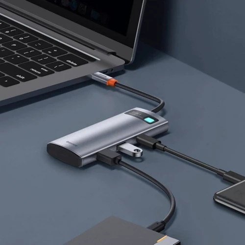 Адаптер Baseus Adapter USB-C to 2xUSB3.0+HDMI+USB-C+USB-C PD+ TF+SD Gray (WKWG020113) фото 7