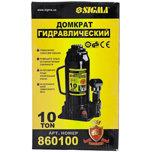 sigma домкрат гидравлический бутылочный 10т H 230-460мм (6101101): Высота подъема, см 46