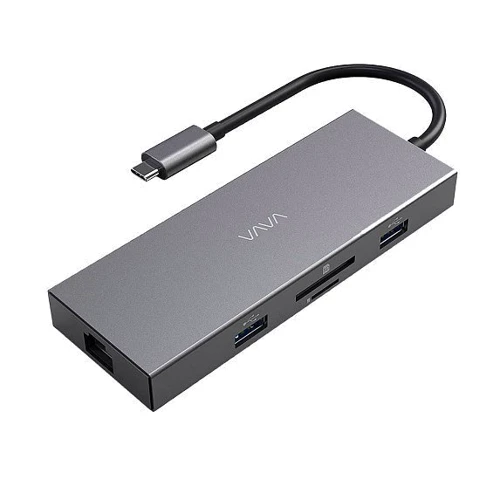 Адаптер VAVA Adapter USB-C to 3xUSB+USB-C+RJ45+micro SD+SD+HDMI 100W Grey (VA-UC008GR): Интерфейс подключения USB-C