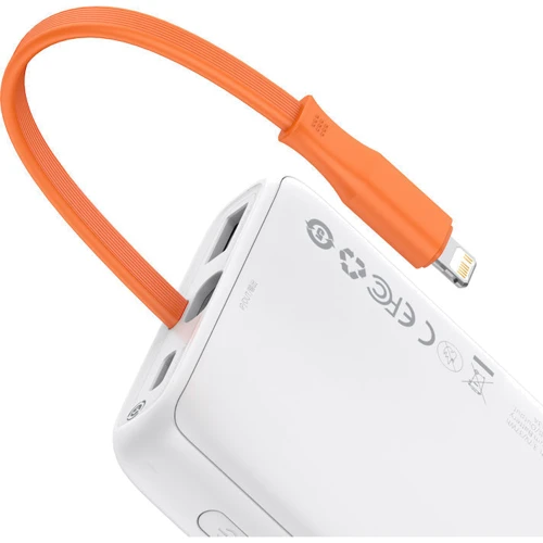 Внешний аккумулятор Baseus Power Bank 10000mAh Block with Lightning 20W White (PPBLK-02): Встроенный кабель Apple Lightning