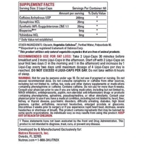 Жиросжигатель Nutrex Lipo-6 Maximum Strength 120 Liquid Capsules: Пол Унисекс