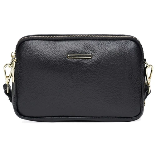 Жіноча сумка крос боді Borsa Leather чорна (K11906-black)